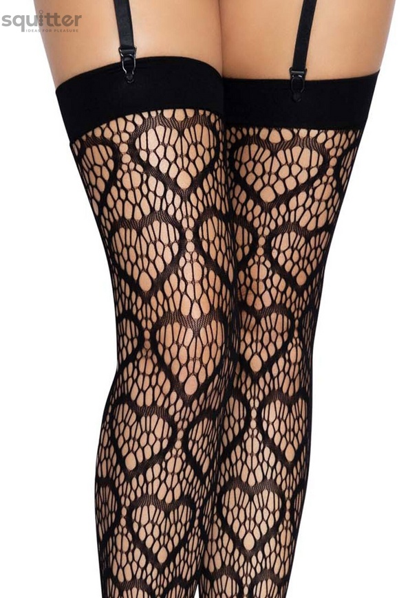 Ажурні панчохи із сердечками Leg Avenue Heart Black, one size SO7909 фото