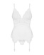 Сатиновий мереживний корсет Obsessive 810-COR-2 babydoll & thong S/M, білий, корсет, танга SO7158 фото 5