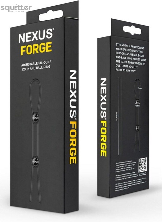 Ерекційне кільце Nexus FORGE Double Adjustable Lasso - Black SO8694 фото