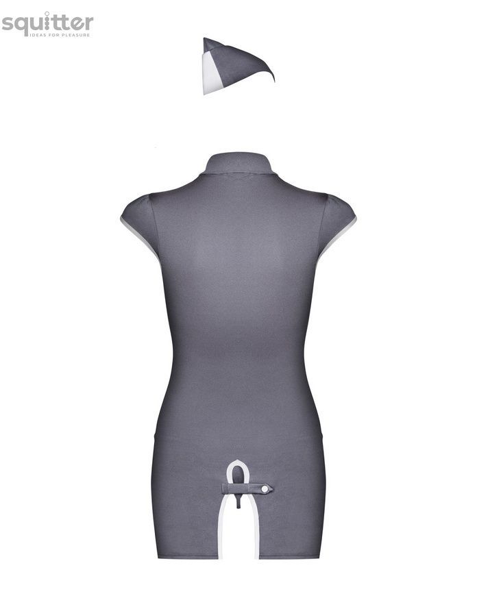 Эротический костюм стюардессы Obsessive Stewardess 3 pcs costume grey S/M, серый, платье, стринги, п SO7308 - онлайн-сексшоп Сквитер