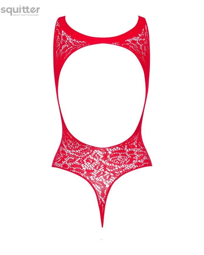 Ажурный бодистокинг с эффектом шнуровки Obsessive B120 teddy red S/M/L, красный SO7208 - онлайн-сексшоп Сквитер
