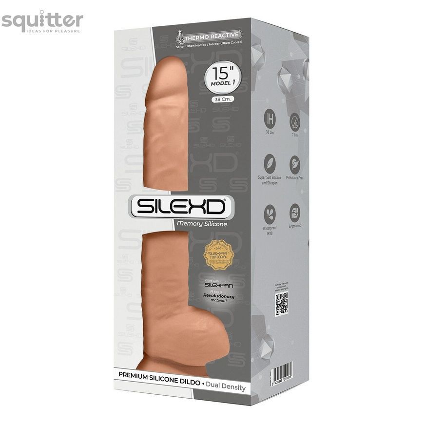 Фаллоимитатор SilexD Kingston Flesh (MODEL 15in), двухслойный, силикон+Silexpan, диаметр 7 см SO6029 - онлайн-сексшоп Сквитер