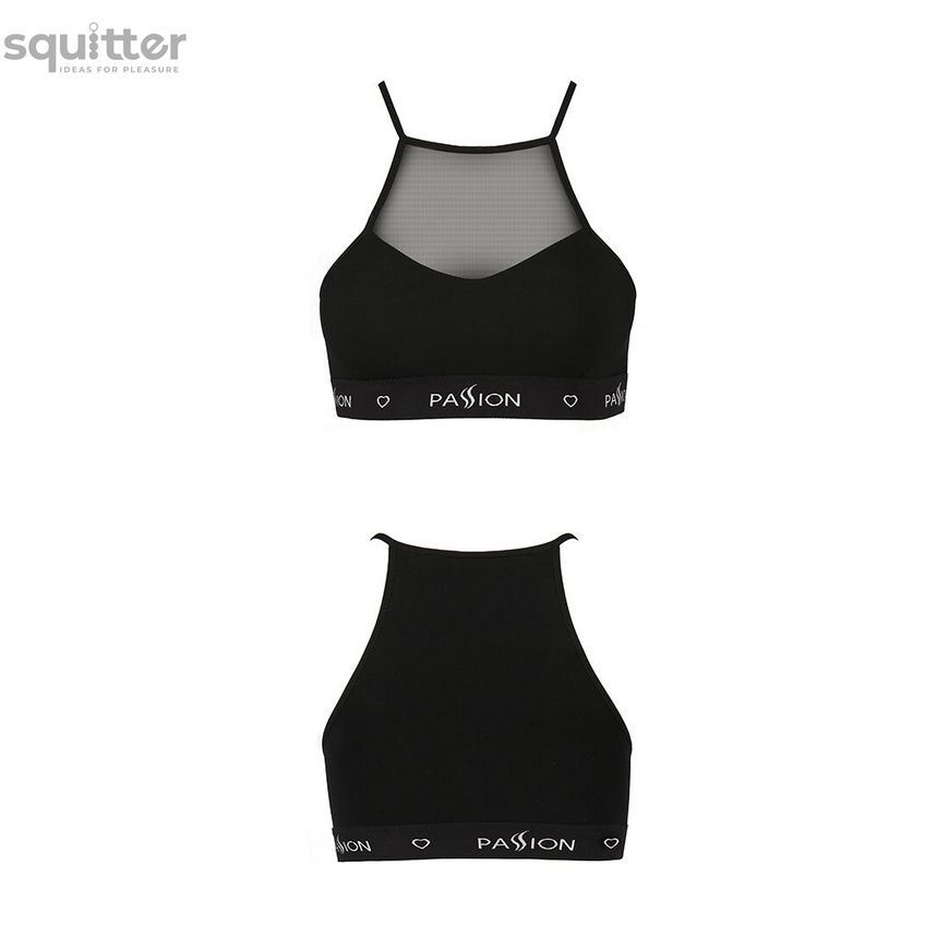 Спортивный топ с прозрачной вставкой Passion PS006 TOP black, size S SO4241 - онлайн-сексшоп Сквитер