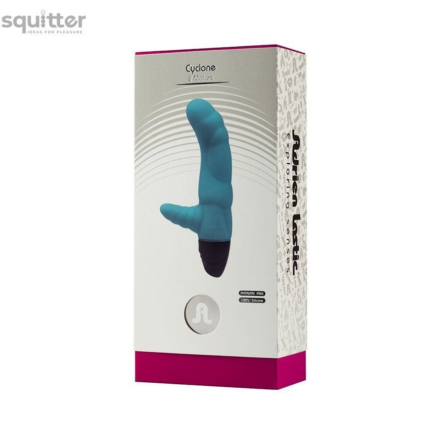 Вібратор рельєфний Adrien Lastic Cyclone Blue зі стимуляцією точки G, два мотори AD10795 - онлайн-сексшоп Сквітер
