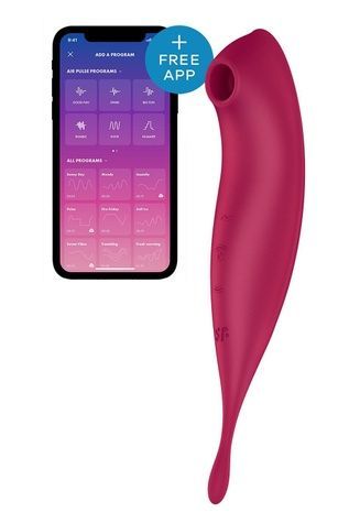 Смарт-вибратор для клитора с вакуумной стимуляцией Satisfyer Twirling Pro+ dark red SO6715 - онлайн-сексшоп Сквитер
