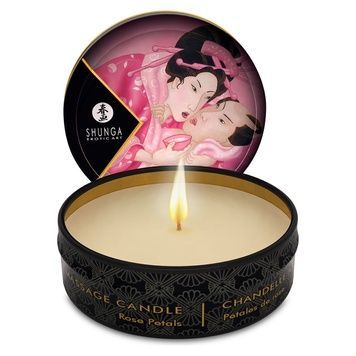 Массажная свеча Shunga Mini Massage Candle - Rose Petals (30 мл) с афродизиаками SO2516 - онлайн-сексшоп Сквитер