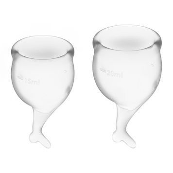 Набір менструальних чаш Satisfyer Feel Secure (transparent), 15мл і 20мл, мішечок для зберігання SO3994 - онлайн-сексшоп Сквітер