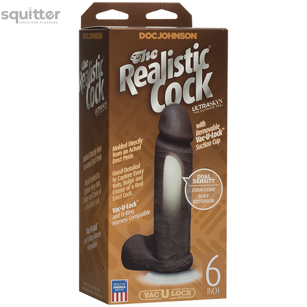 Фалоімітатор Doc Johnson The Realistic Cock 6 inch Black - ULTRASKYN, Vac-U-Lock, діаметр 4,3 см SO2790 фото