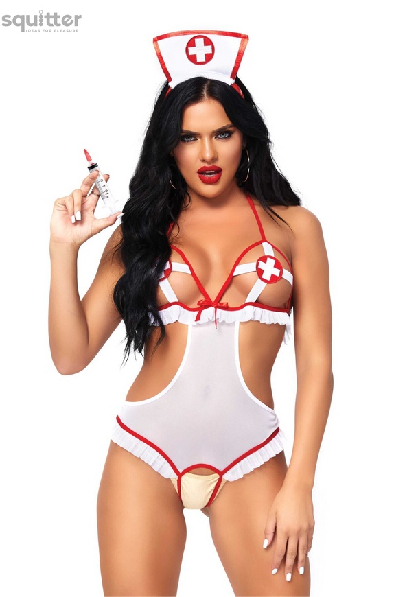 Костюм медсестры Leg Avenue Naughty Nurse, one size, боди и шапочка SO7892 фото