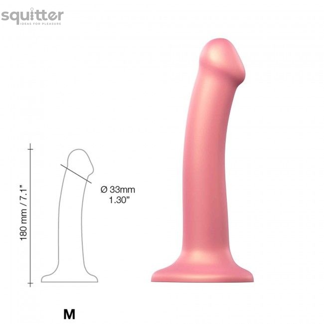 Насадка для страпона Strap-On-Me Mono Density Dildo Rose M, диам. 3,3см, однослойный силикон, гибкий SO3568 фото