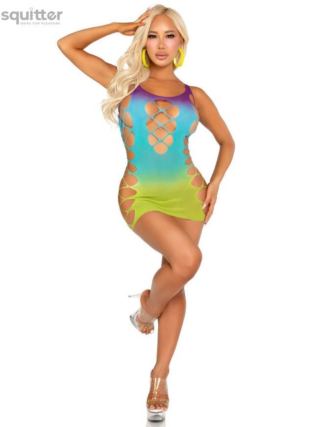 Сукня Leg Avenue Seamless Ombre Faux Lace Up Mini Dress One Size Ocean SX2775 - онлайн-сексшоп Сквітер