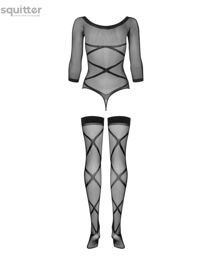 Бодистокинг Obsessive Bodystocking G320 S/M/L, чулки, боди, декор в виде линий SO7241 - онлайн-сексшоп Сквитер