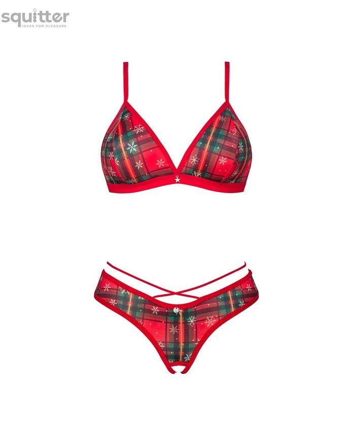 Комплект Obsessive Ms Merrilo 2-pcs set, M/L, м&rsquo;який бюстгальтер та трусики з доступом і з помпоном SX1160 - онлайн-сексшоп Сквітер