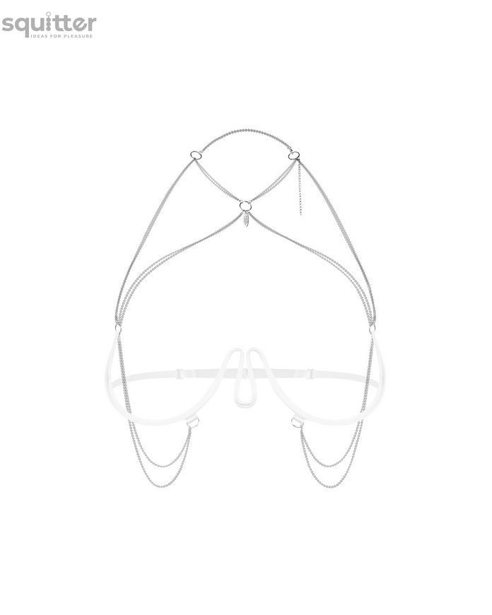 Прикраса на тіло Obsessive Lustique White harness bra S/M/L SX3113 - онлайн-сексшоп Сквітер