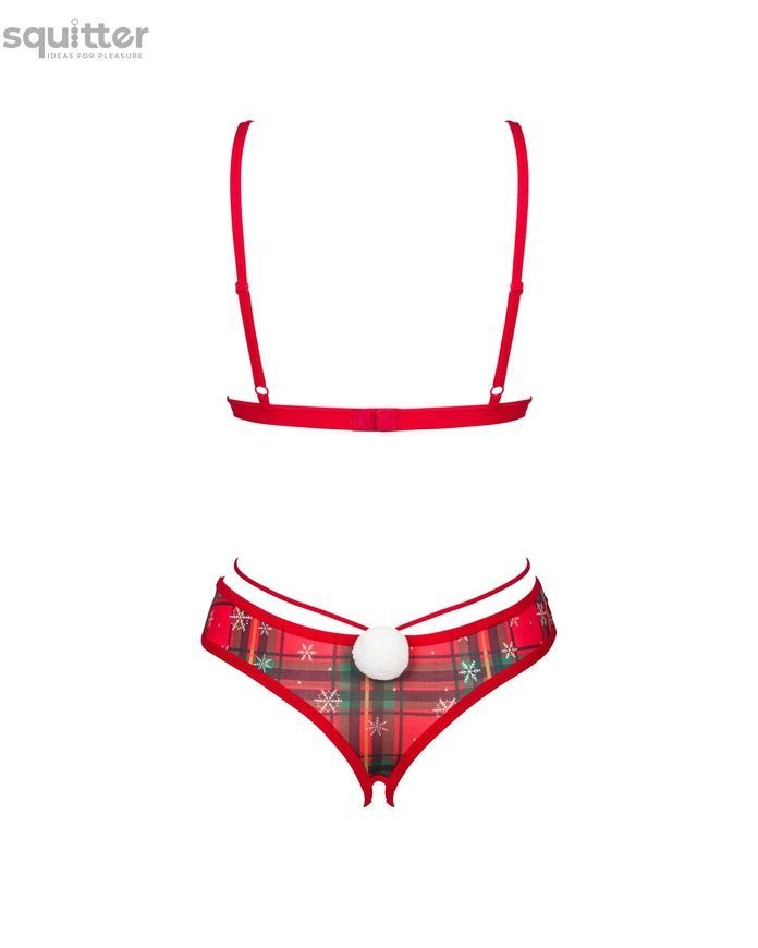 Комплект Obsessive Ms Merrilo 2-pcs set, M/L, м&rsquo;який бюстгальтер та трусики з доступом і з помпоном SX1160 - онлайн-сексшоп Сквітер