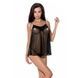 Сорочка прозрачная беби долл MELANIA CHEMISE black XXL/XXXL - Passion, трусики, на тонких бретеляхEL16306,1 - интернет-магазин интимных товаров Squitter