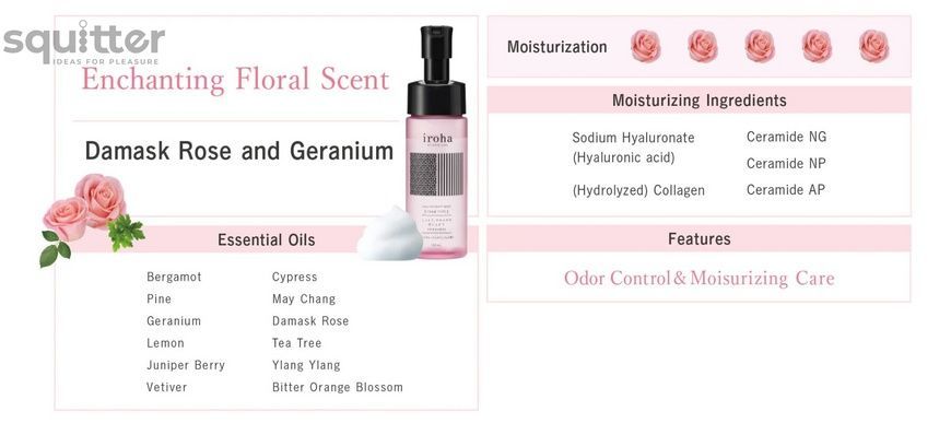 Піна для інтимного догляду Iroha Intimate Wash Foam Type Damask Rose and Geranium 150 мл SX3495 - онлайн-сексшоп Сквітер