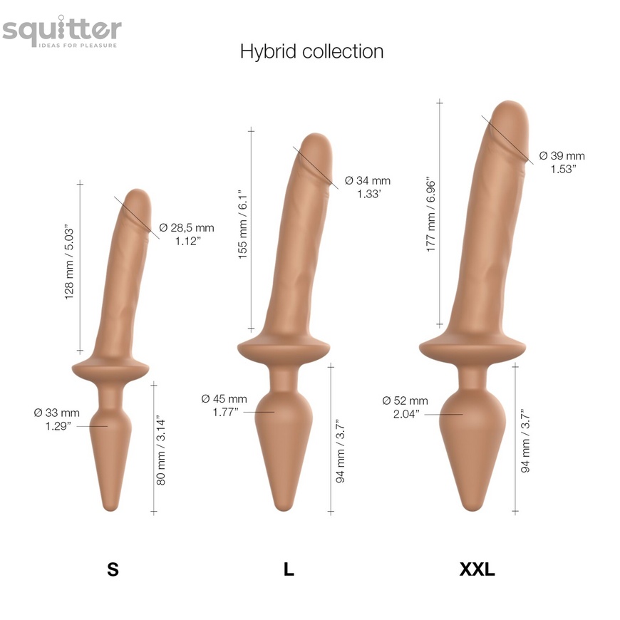 Анальная пробка с дилдо 2в1 Strap-On-Me SWITCH PLUG-IN REALISTIC DILDO Caramel S, диаметр 3,3/2,9 см SO6827 фото