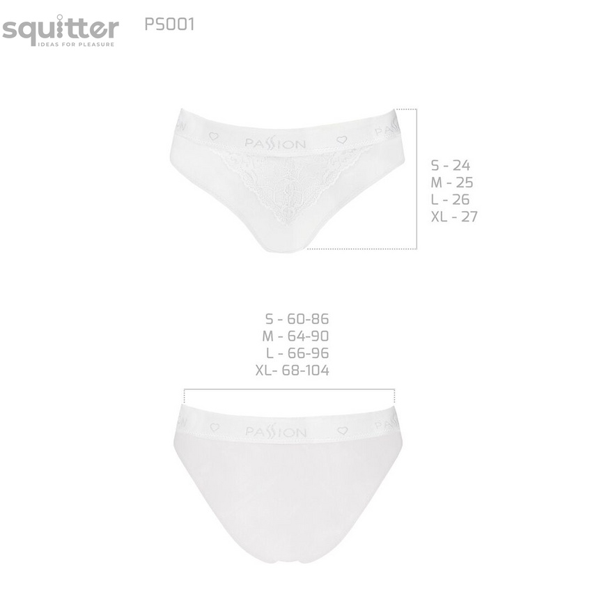 Трусики з широкою гумкою і мереживом Passion PS001 PANTIES white, size XL SO4174 фото