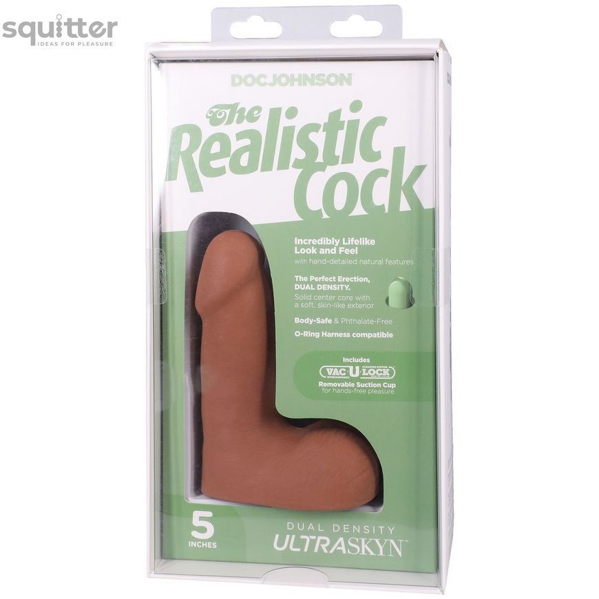 Фалоімітатор Doc Johnson The Realistic Cock ULTRASKYN - 5 Inch with Balls Caramel SX4475 - онлайн-сексшоп Сквітер
