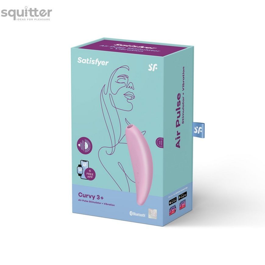 Мощный вакуумный клиторальный стимулятор Satisfyer Curvy 3+ с управлением через интернет SO3893 - онлайн-сексшоп Сквитер