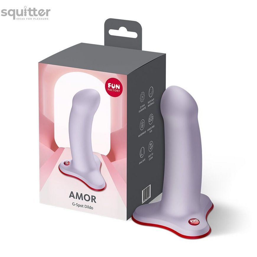 Фалоімітатор Fun Factory AMOR Purple, довжина 14,6 см, діаметр 3,7 см, вигнутий SX3655 - онлайн-сексшоп Сквітер