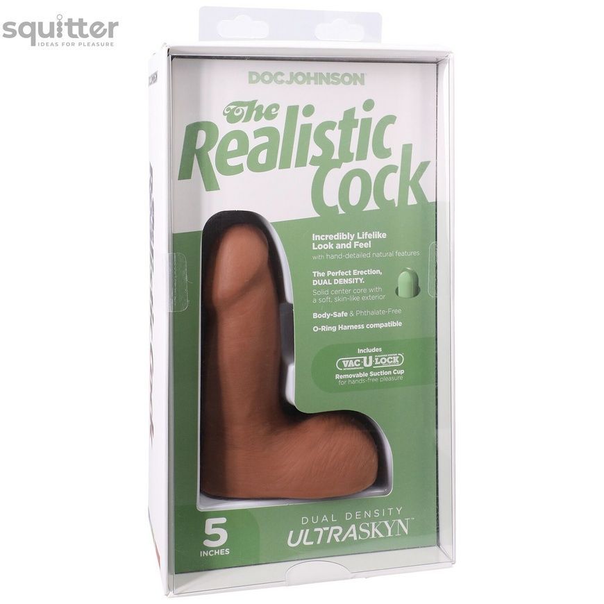 Фалоімітатор Doc Johnson The Realistic Cock ULTRASKYN - 5 Inch with Balls Caramel SX4475 - онлайн-сексшоп Сквітер