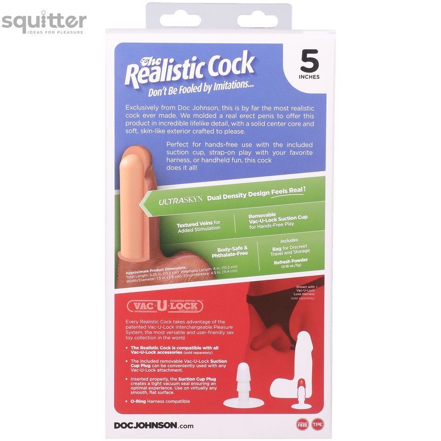 Фалоімітатор Doc Johnson The Realistic Cock ULTRASKYN - 5 Inch with Balls Caramel SX4475 - онлайн-сексшоп Сквітер