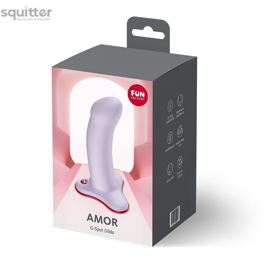 Фалоімітатор Fun Factory AMOR Purple, довжина 14,6 см, діаметр 3,7 см, вигнутий SX3655 - онлайн-сексшоп Сквітер