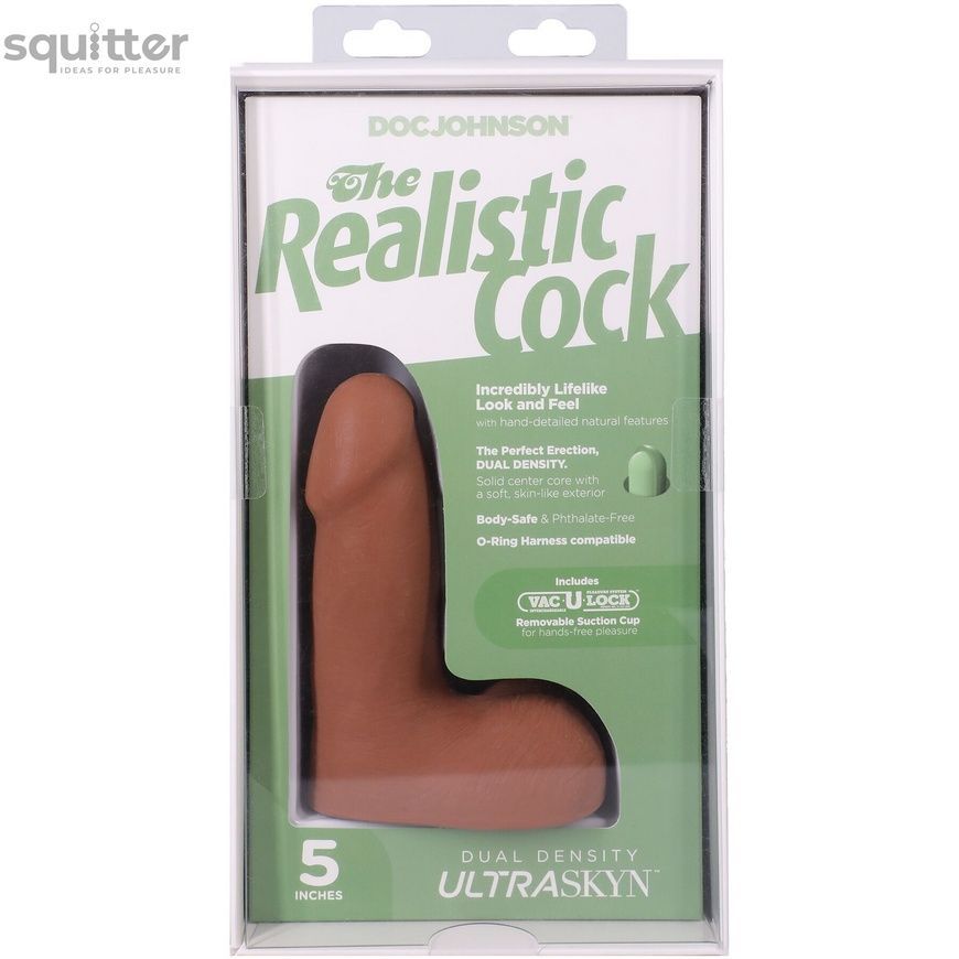 Фалоімітатор Doc Johnson The Realistic Cock ULTRASKYN - 5 Inch with Balls Caramel SX4475 - онлайн-сексшоп Сквітер