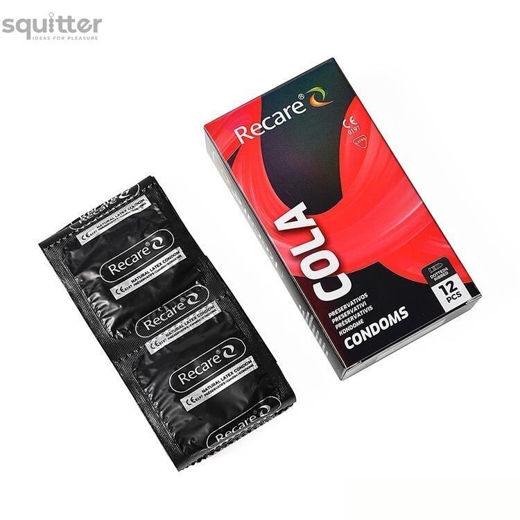 Презервативи Holographic Recare Cola Dotted&Ribbed Condoms 12шт, з пухирцями і ребрами, аромат: Кола SX3335 - онлайн-сексшоп Сквітер