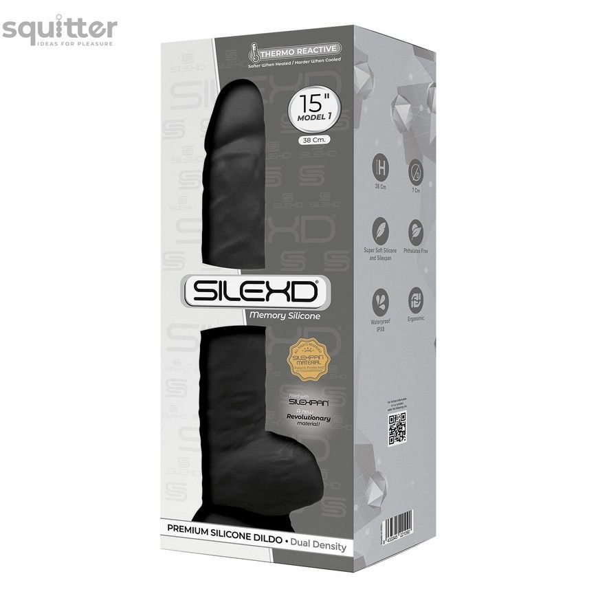 Фалоімітатор SilexD Kingston Black (MODEL 15in), двошаровий, силікон+Silexpan, діаметр 7 см SO6030 - онлайн-сексшоп Сквітер