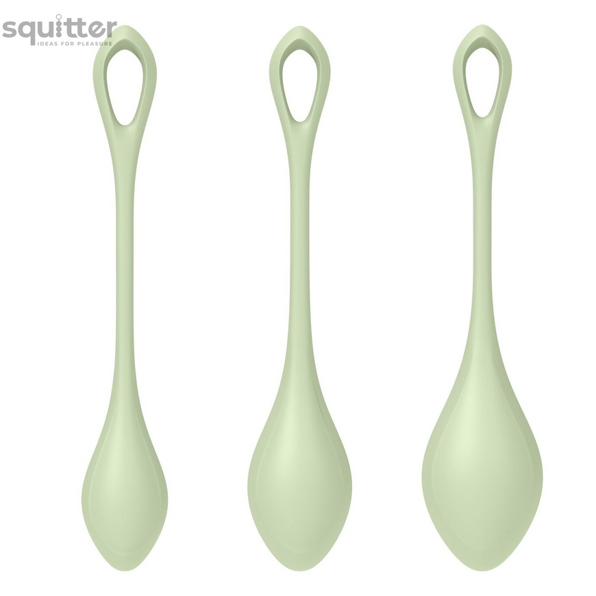 Набор йони бусин Satisfyer Yoni Power 2 Light Green, диаметр 2-2,5-3см, вес 22-44-73гр SO5549 фото