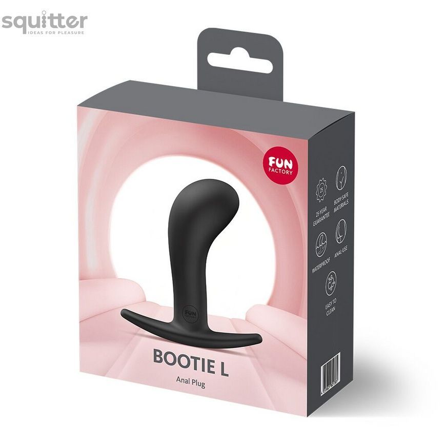 Анальна пробка Fun Factory BOOTIE L Black, діаметр 3,8 см, тонкий обмежувач SX3666 - онлайн-сексшоп Сквітер
