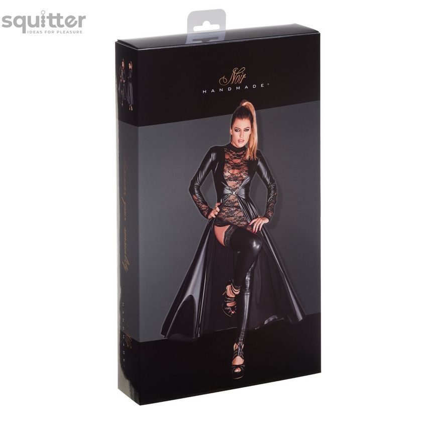 Сукня-плащ з мокрим ефектом Noir Handmade F128C Powerwetlook gown coat, L SX0015 - онлайн-сексшоп Сквітер
