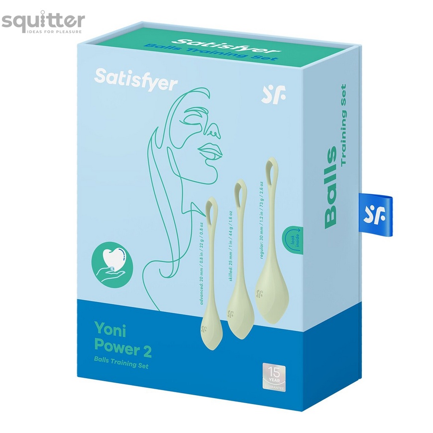 Набір йоні намистин Satisfyer Yoni Power 2 Light Green, диаметр 2-2,5-3см, вес 22-44-73гр SO5549 фото