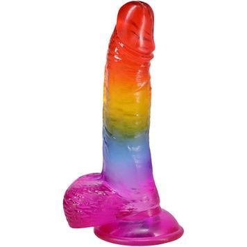 Фалоімітатор Doc Johnson Crystal Jellies - Realistic cock with balls 8.5 Inch - Rainbow SX4434 - онлайн-сексшоп Сквітер