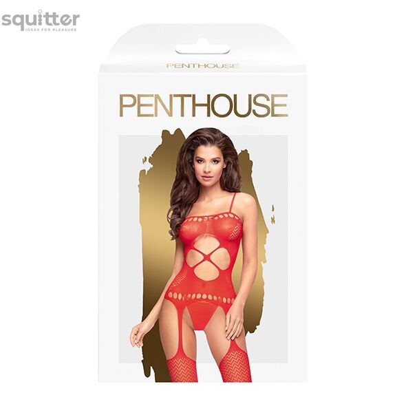 Бодістокінг з вирізом на животику Penthouse - Hot Nightfall Red S/L SO4395 фото