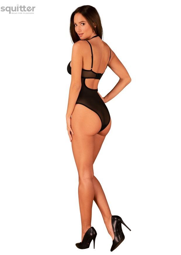 Прозоре боді Obsessive Selinne teddy XS/S Black, дрібна сітка, подвійні бретелі SO8664 - онлайн-сексшоп Сквітер