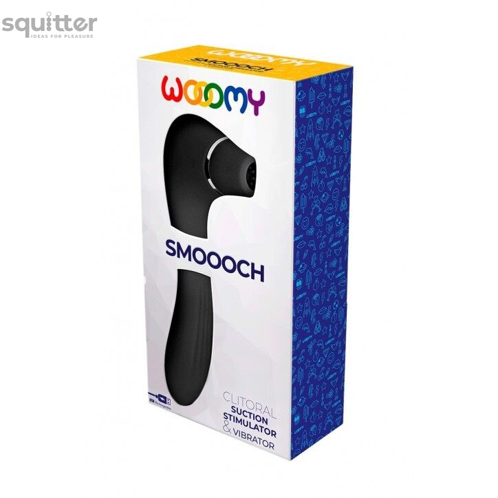 Вакуумний стимулятор з вібрацією Wooomy Smoooch Black Clitoral Suction & Vibration SO7410 фото