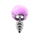 Металлическая анальная пробка Кроличий хвостик Alive Fluffy Twist Plug L Purple, диаметр 3,8 см SO6310 фото 1