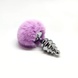 Металева анальна пробка Кролячий хвостик Alive Fluffly Twist Plug L Purple SO6310 фото 3