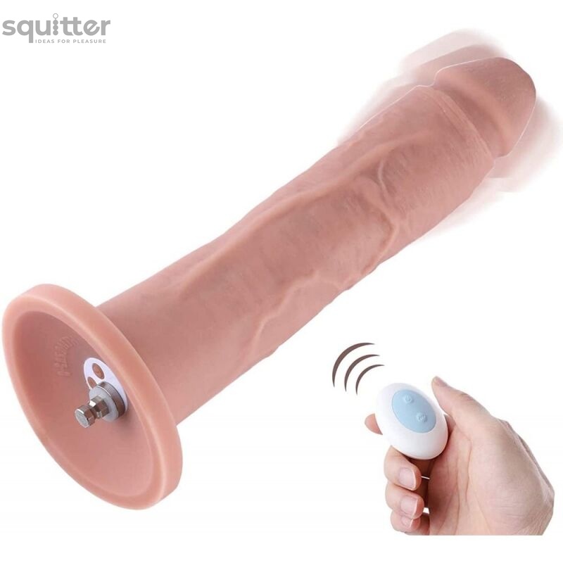 Фаллоимитатор 10.2″ с вибрацией для секс-машин Hismith Silicone Dildo with Vibe, KlicLok, пульт ДУ SO6211 фото