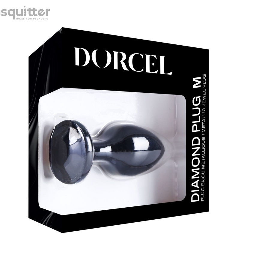 Металева анальна пробка з кристалом Dorcel Diamond Plug Black M SO7809 фото