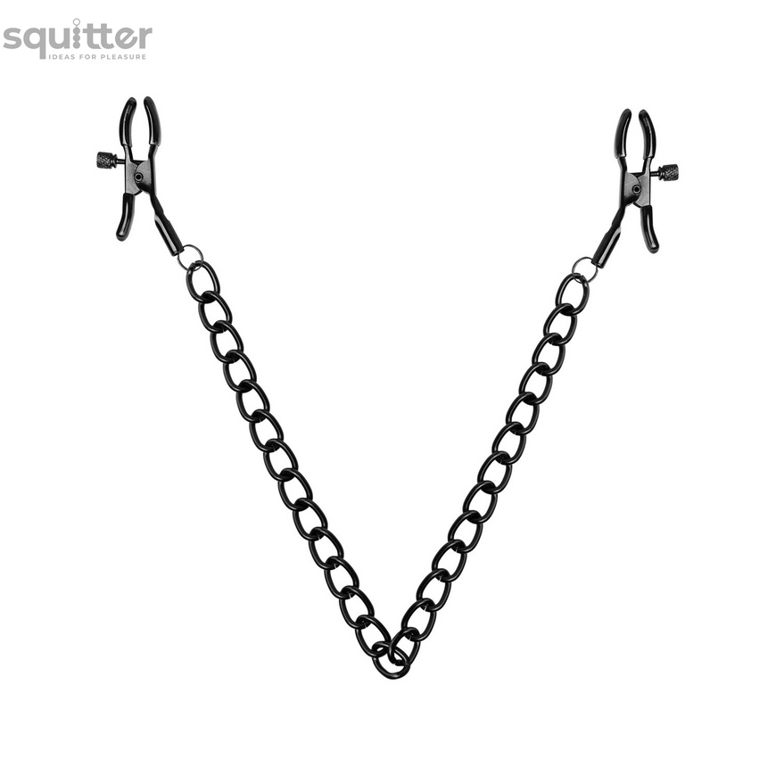 Затискачі для сосків Bedroom Fantasies Nipple Clamps with Chain - Black SO8817 фото