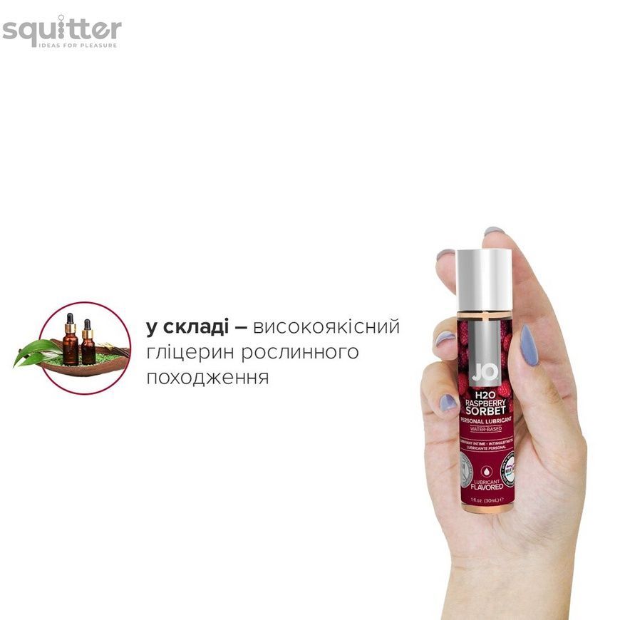 Смазка на водной основе System JO H2O &mdash; Raspberry Sorbet (30 мл) без сахара, растительный глицерин SO1468 - онлайн-сексшоп Сквитер