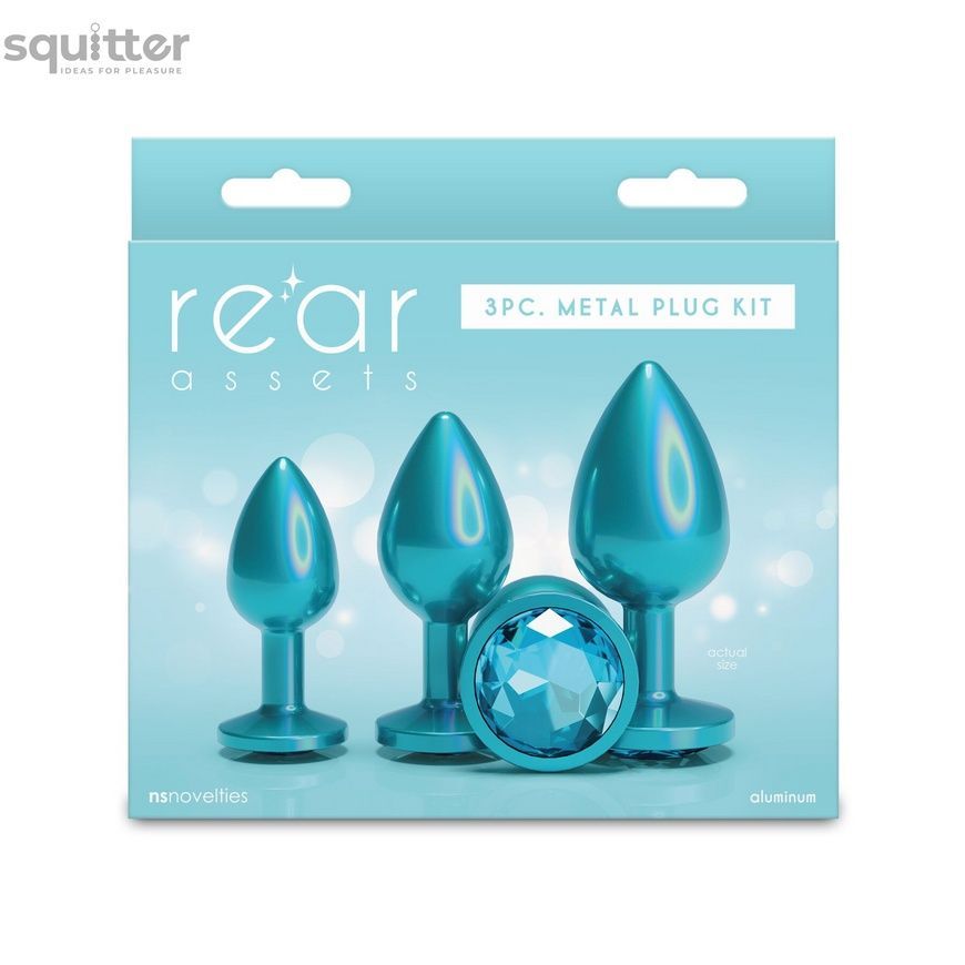Набір анальних пробок NS Novelties Rear Assets - Trainer Kit - Iridescent Teal - Teal Gem SX4358 - онлайн-сексшоп Сквітер