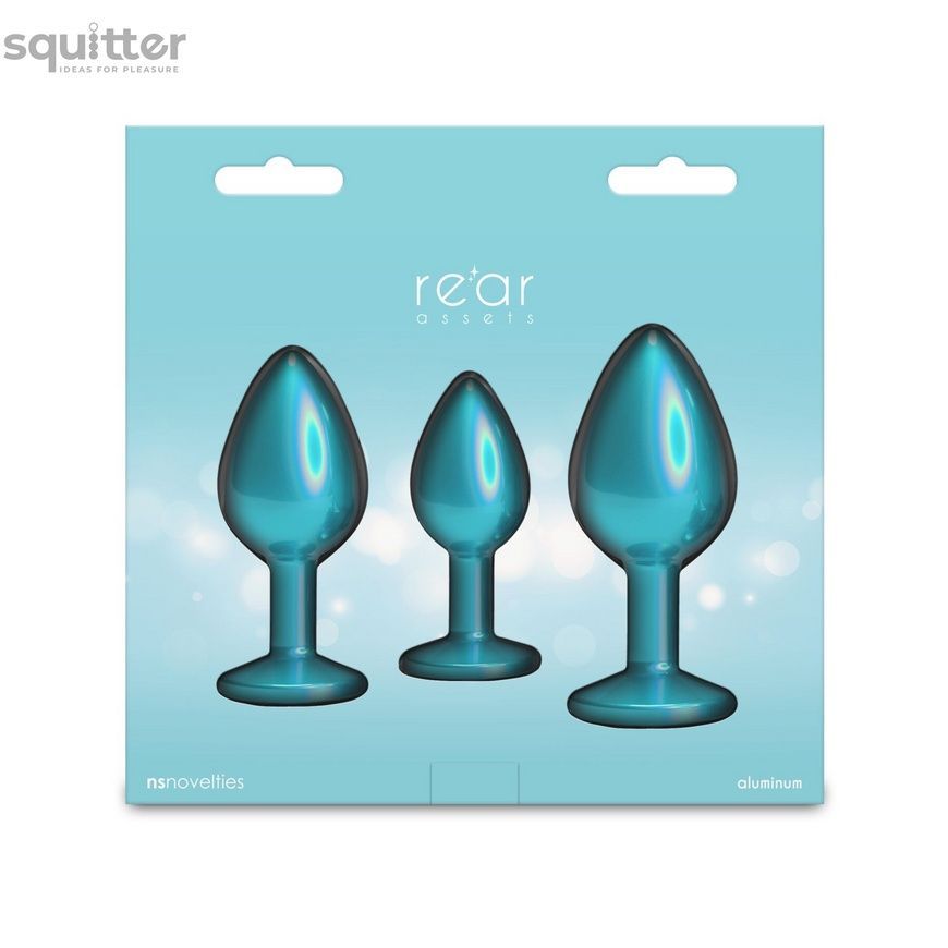 Набір анальних пробок NS Novelties Rear Assets - Trainer Kit - Iridescent Teal - Teal Gem SX4358 - онлайн-сексшоп Сквітер