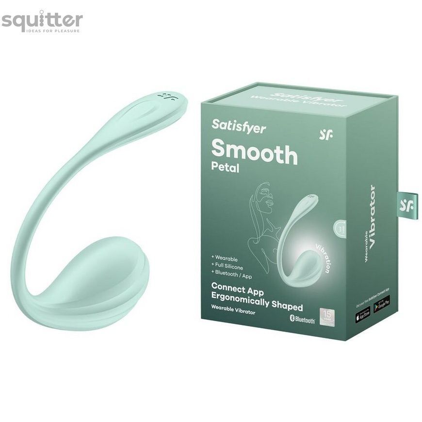 Смарт-віброяйце Satisfyer Smooth Petal Connect App Mint SX0666 - онлайн-сексшоп Сквітер