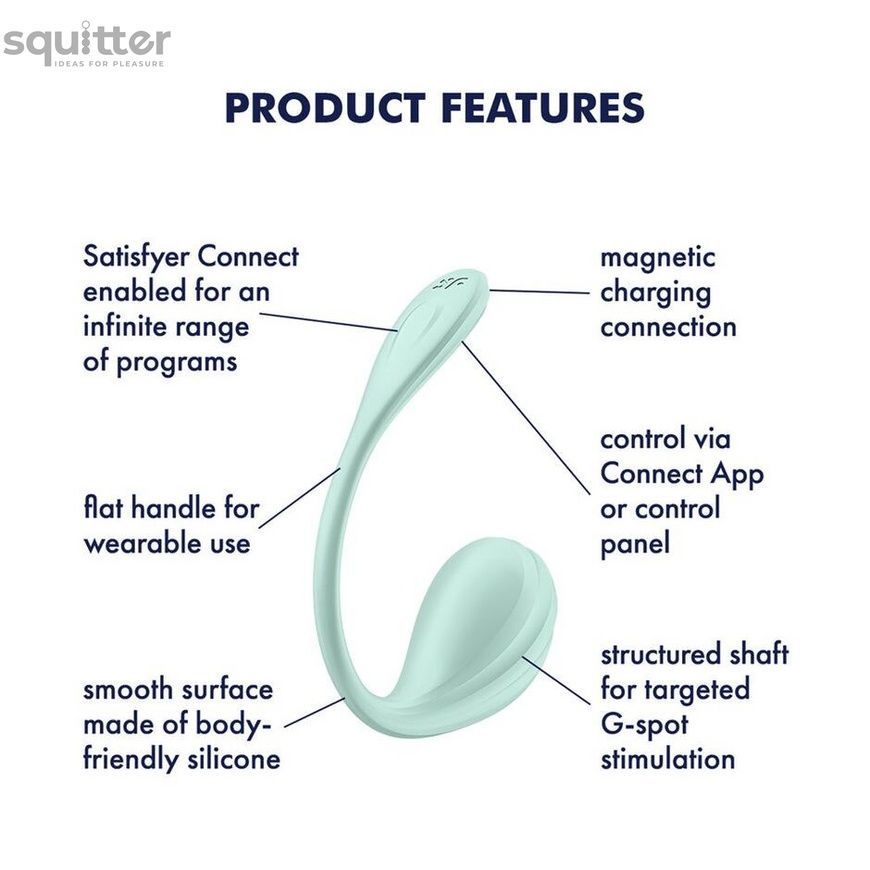 Смарт-віброяйце Satisfyer Smooth Petal Connect App Mint SX0666 - онлайн-сексшоп Сквітер